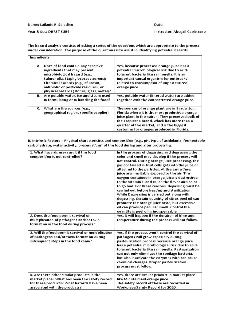 HACCP PDF Orange Juice Juice