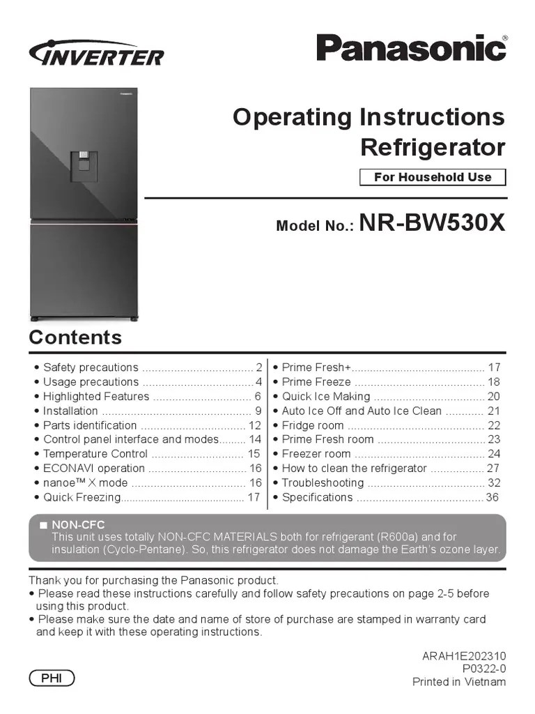 Operating Instructions NR BW530XMMP | PDF
