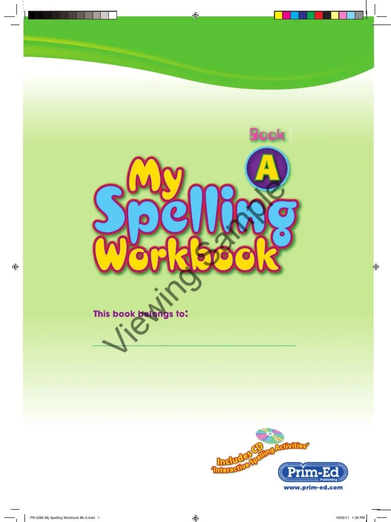PR2280 My Spelling Workbook A PDF Linguistics