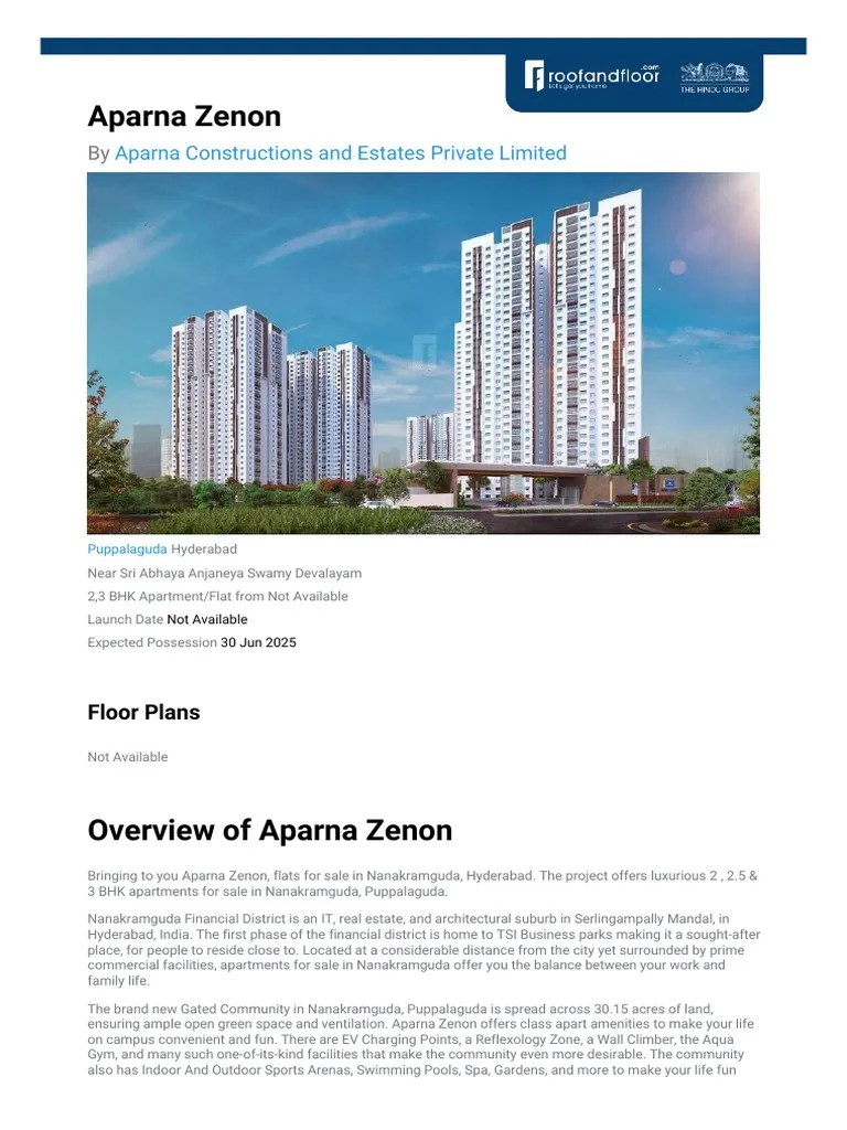 Aparna Zenon Aparna Constructions and Estates Private Limited PDF