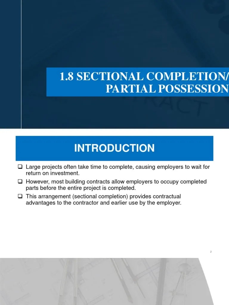 8 Partial Possession Sectional Completion R1 PDF