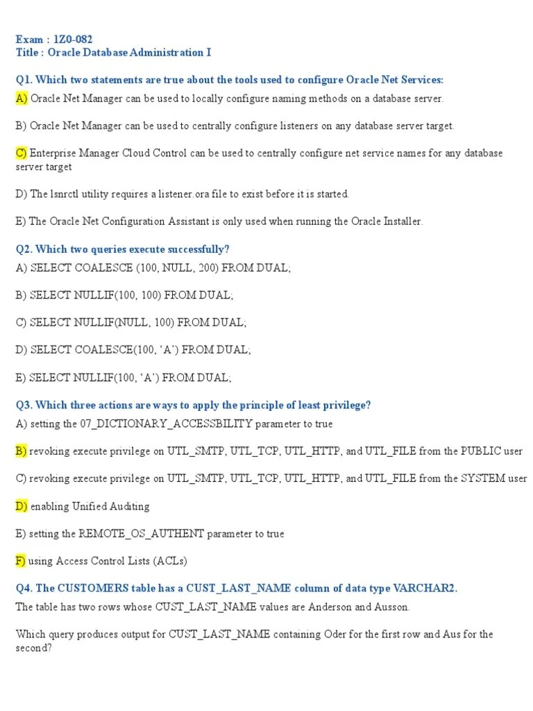 1z0082 Question Oracle PDF