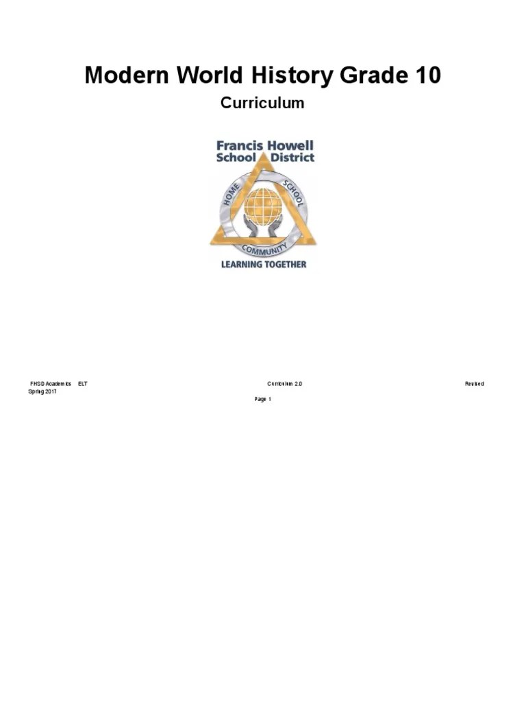 Modern World History Syllabus Grade PDF Renaissance Curriculum
