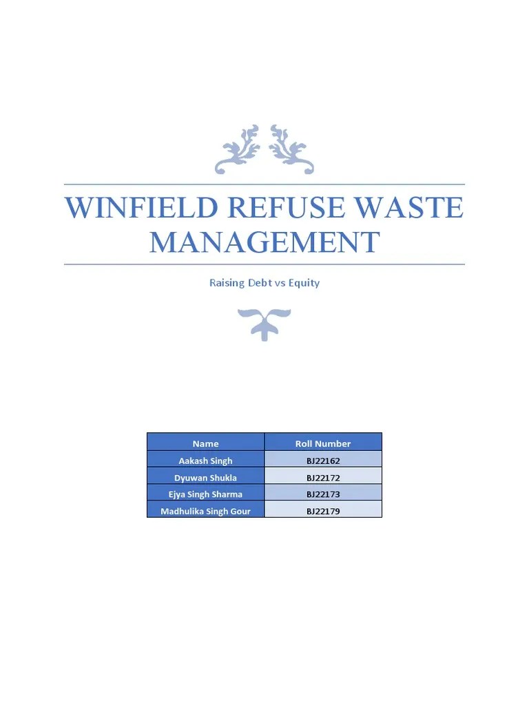 Winfield Refuse Waste Management PDF Present Value Debt