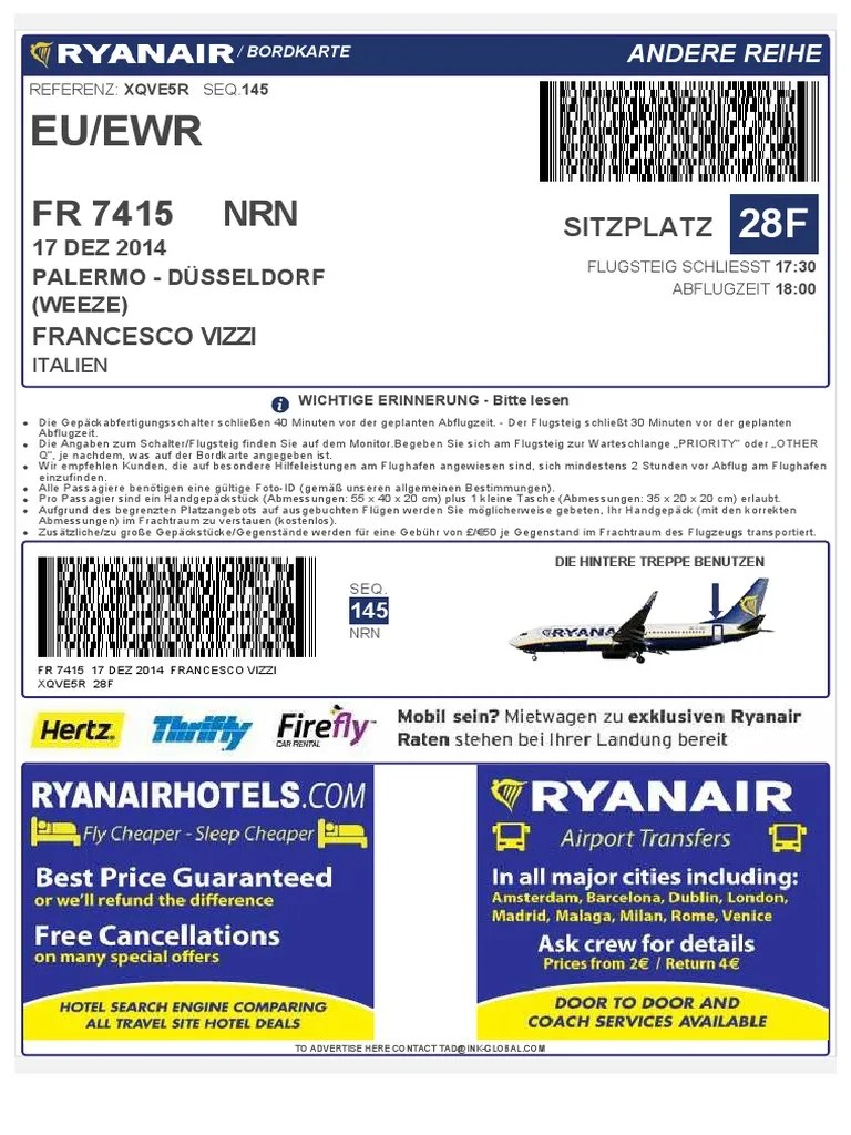 Ryanair Boarding Pass PDF