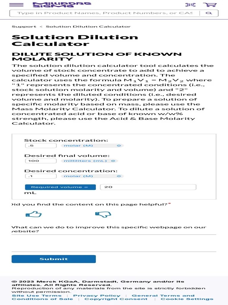 Solution Dilution Calculator PDF