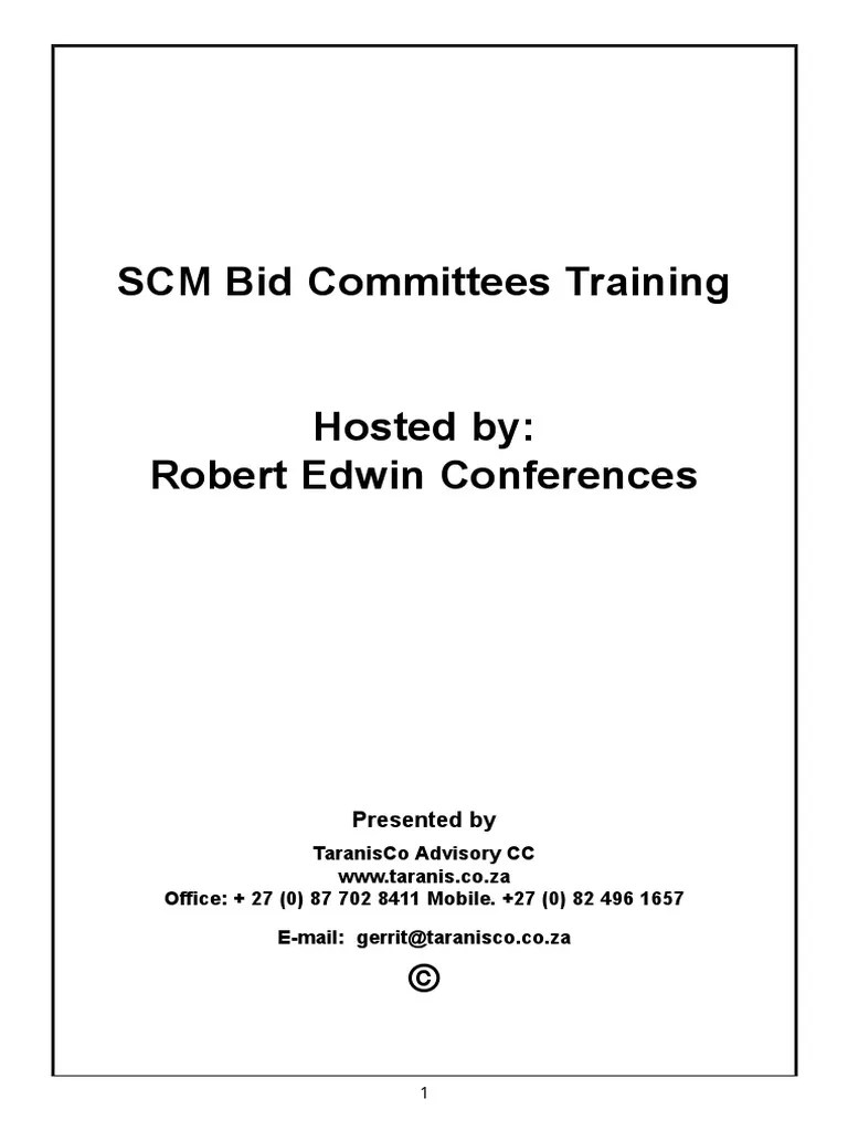 SCM Bid Committees TrainingNote PackNumbered PDF