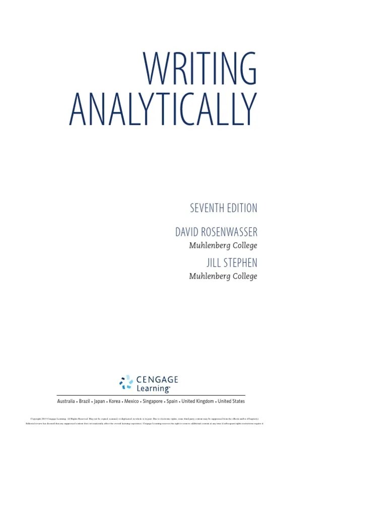 Writing Analytically 7th Ed PDF