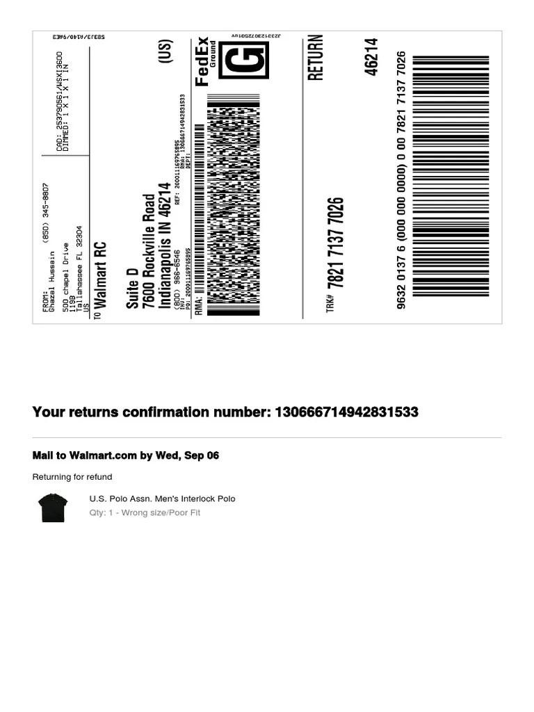 Return Label PDF