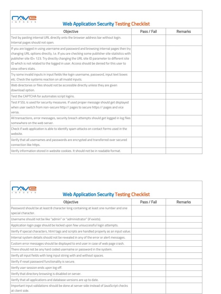  App Security Testing Checklist  App Security Checks PDF
