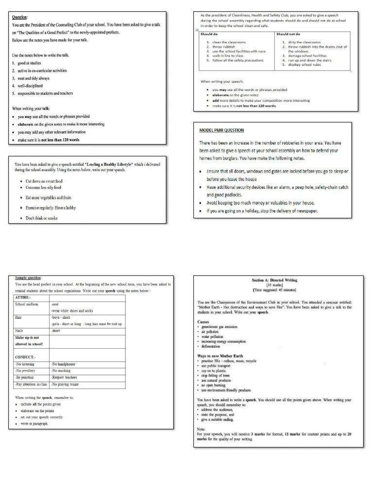 selected questions for speech | PDF