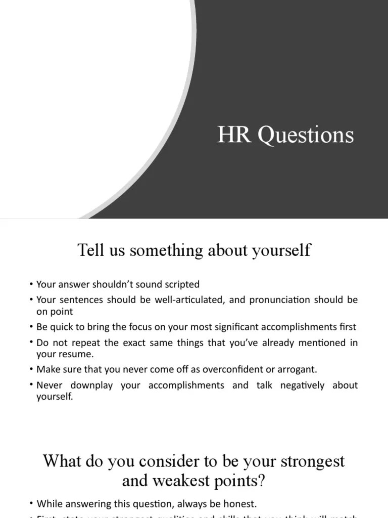 HR Questions for Interviews PDF