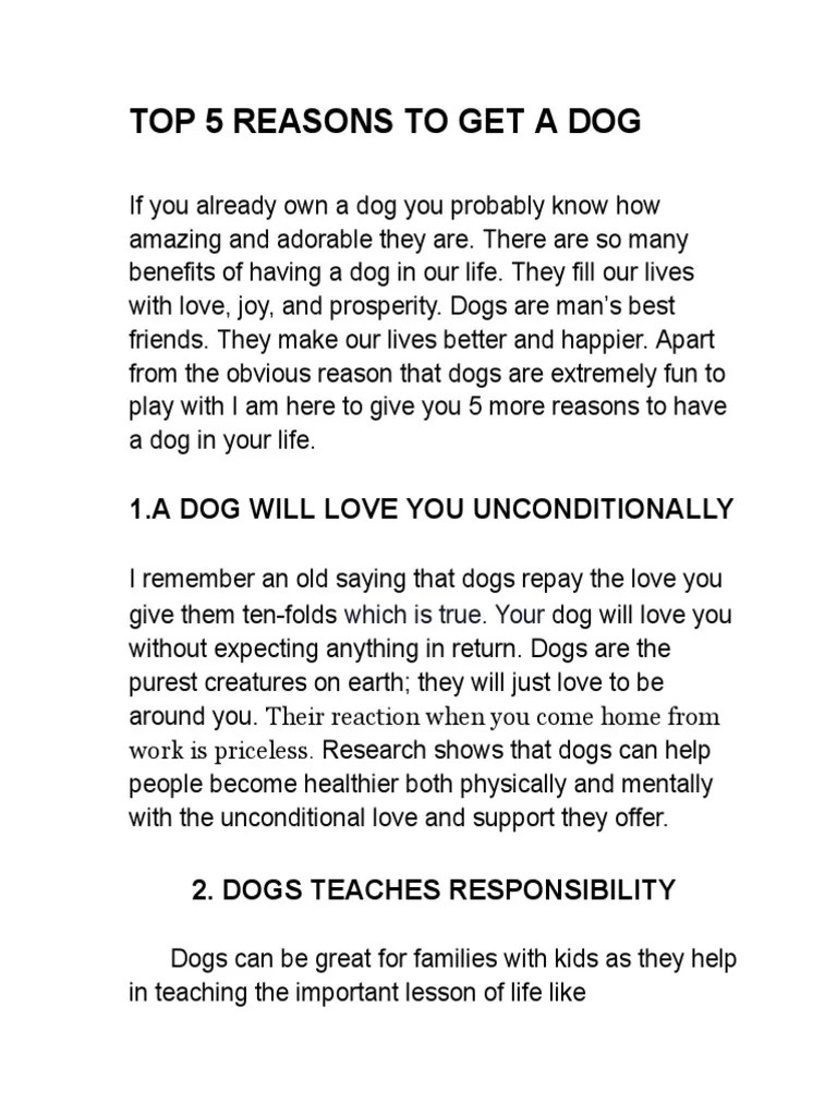 Top 5 Reasons To Own A Dog PDF