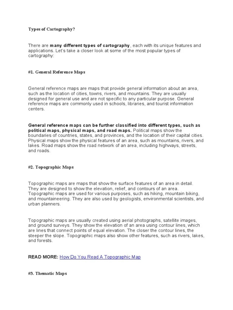 Types of Cartography PDF Topography Map