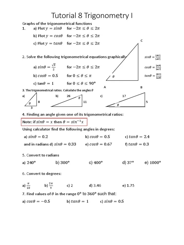 Tutorial 8 Trigonometry I 2017 PDF
