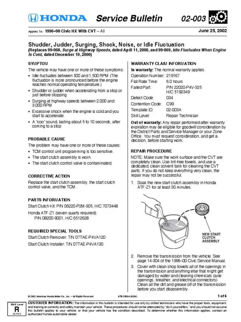 Honda CVT | PDF | Clutch | Valve