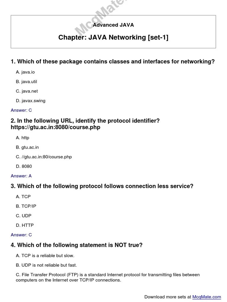Advanced JAVA (Set1) ) Solved MCQs PDF