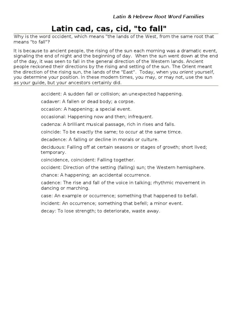 4 Latin &amp; Hebrew Root Word Families