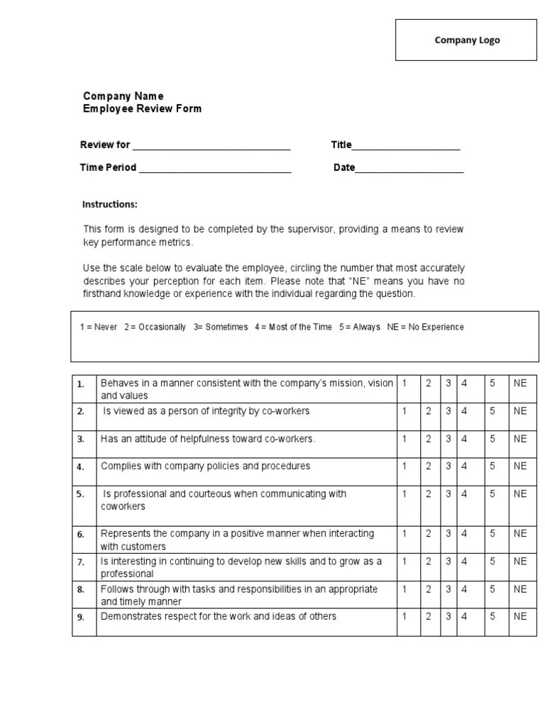 EmployeeNarrativeTemplate PDF Behavioural Sciences Cognitive Science