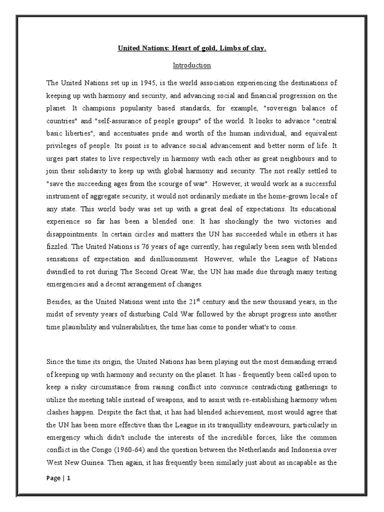 United Nations Heart of Gold, Limbs of Clay. PDF
