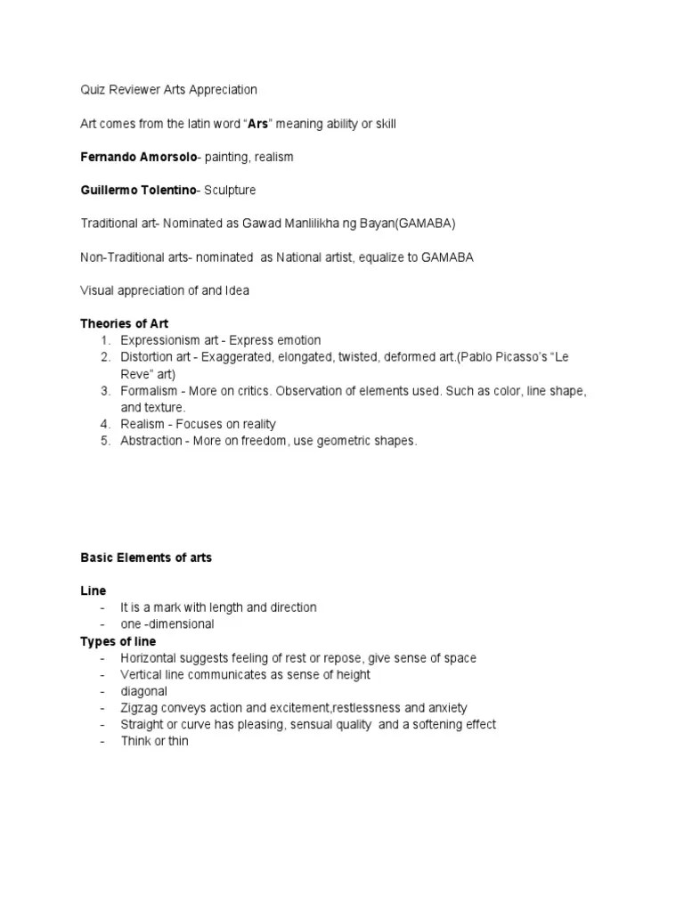Quiz Reviewer Arts Appreciation PDF
