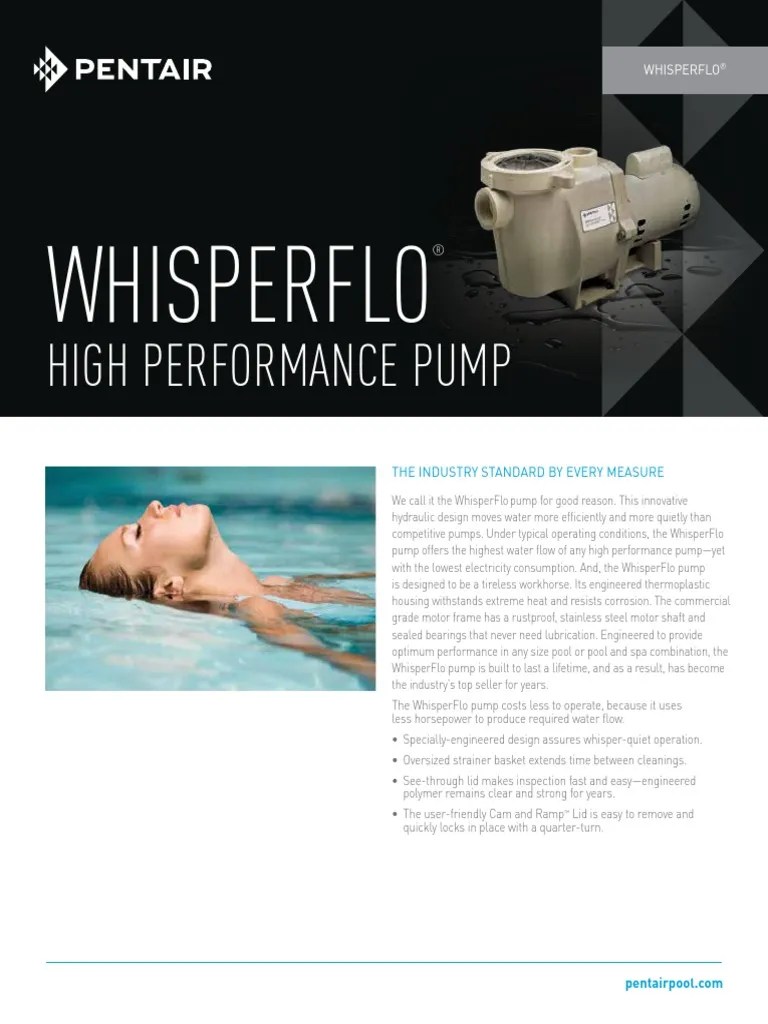 Pentair Whisperflo | PDF | Pump | Electric Motor