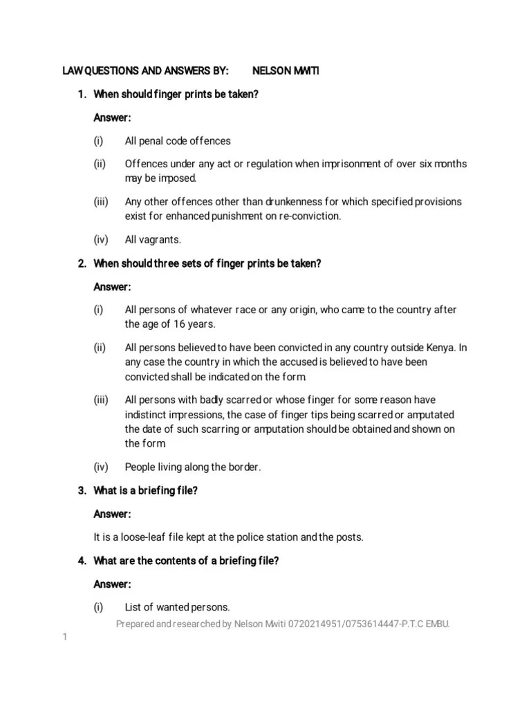 Updated Law Questions and Answers Mwiti Final PDF