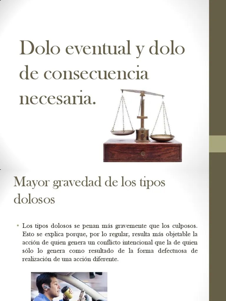 Dolo Eventual y dolo de consecuencias necesarias. Intención (Derecho
