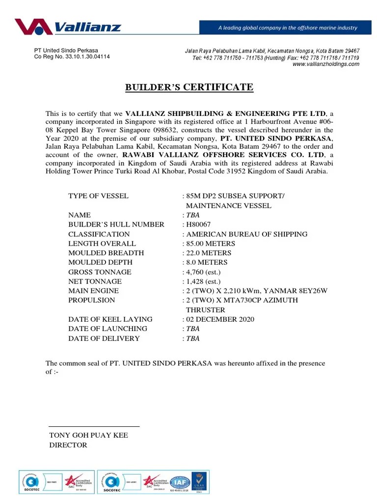 H80067 Builder Certification (Draft) PDF