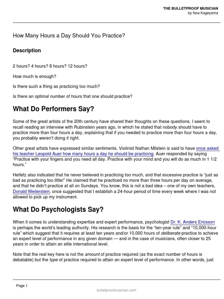 How Many Hours A Day Should You Practice? PDF