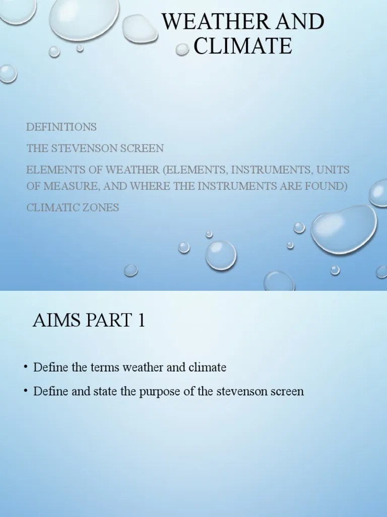 Weather and Climate, Elements of Weather CLimatic Zones 2020 PDF