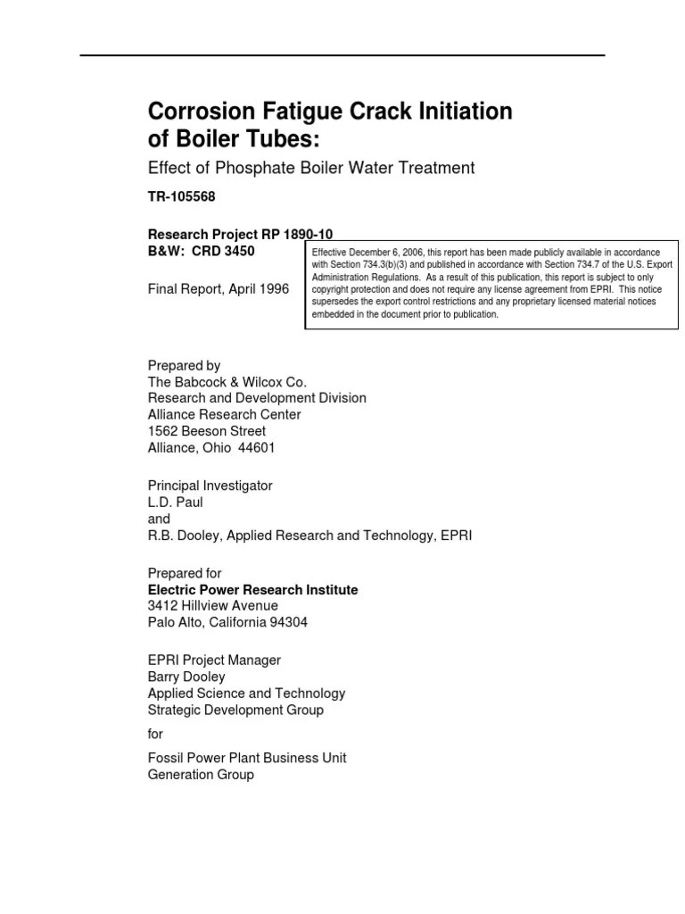 TR_105568_Corrosion Fatigue Crack Initiation of Boiler Tubes_ Effect of