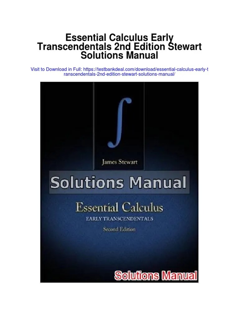 Essential Calculus Early Transcendentals 2nd Edition Stewart Solutions
