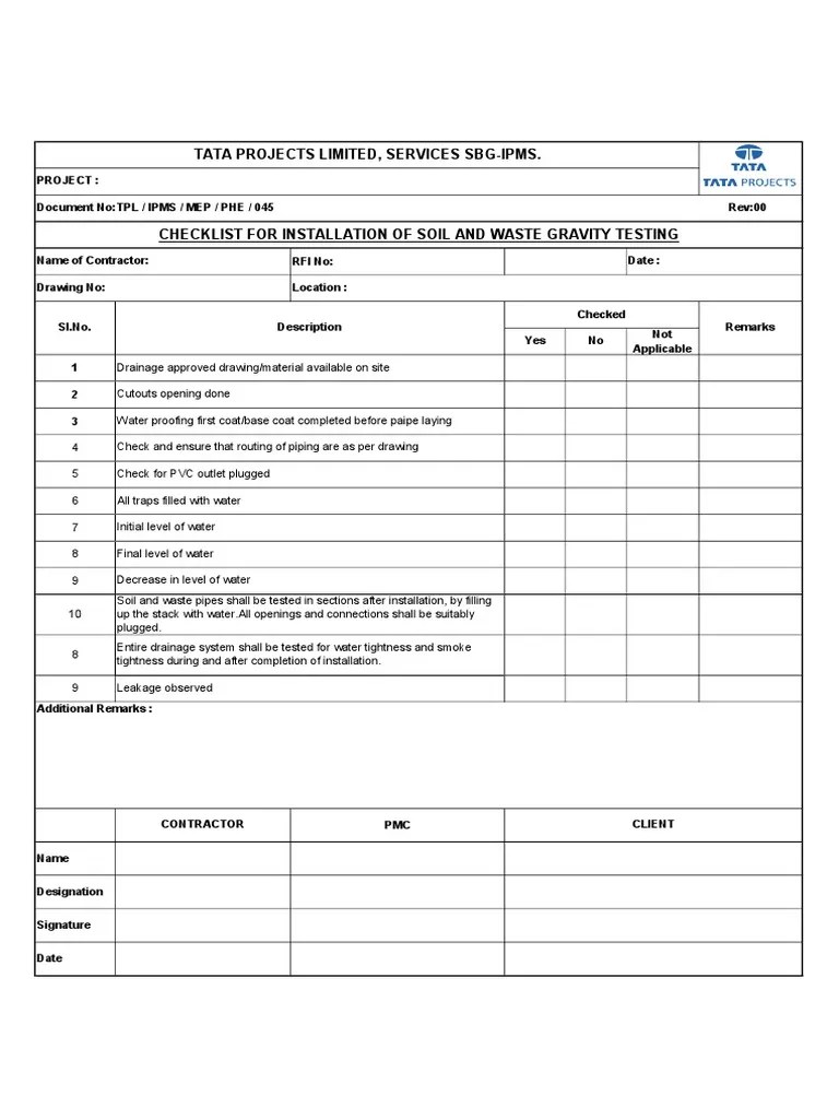 PVC Checklist PDF