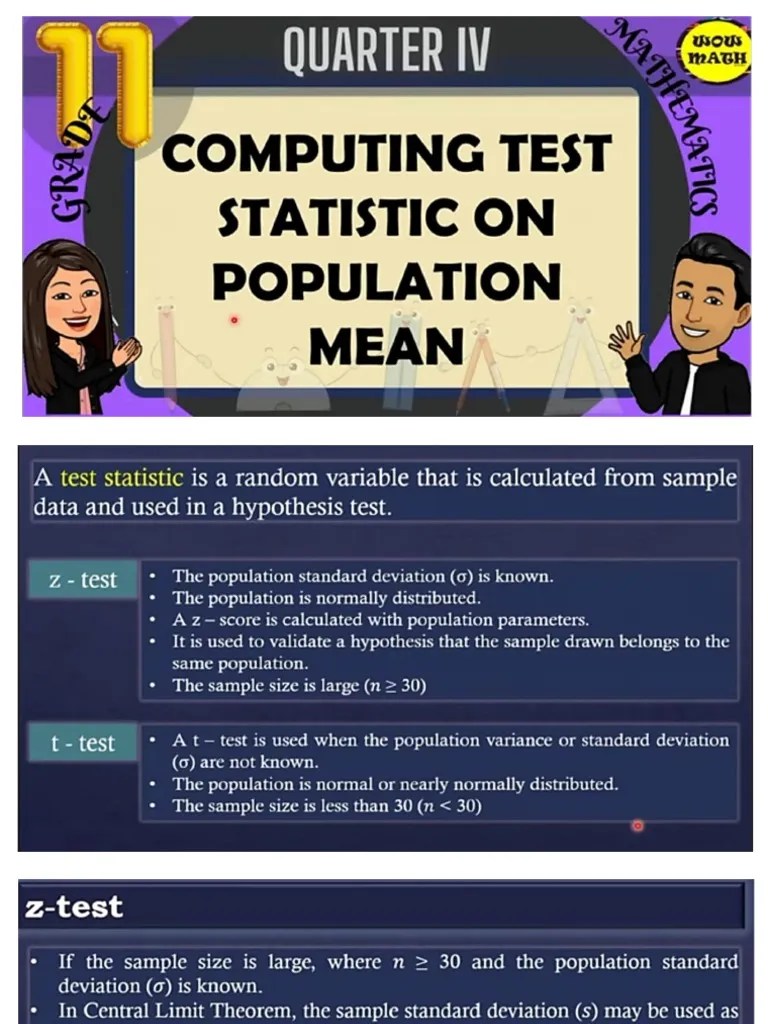 Computing Test Statistic On Population Mean PDF