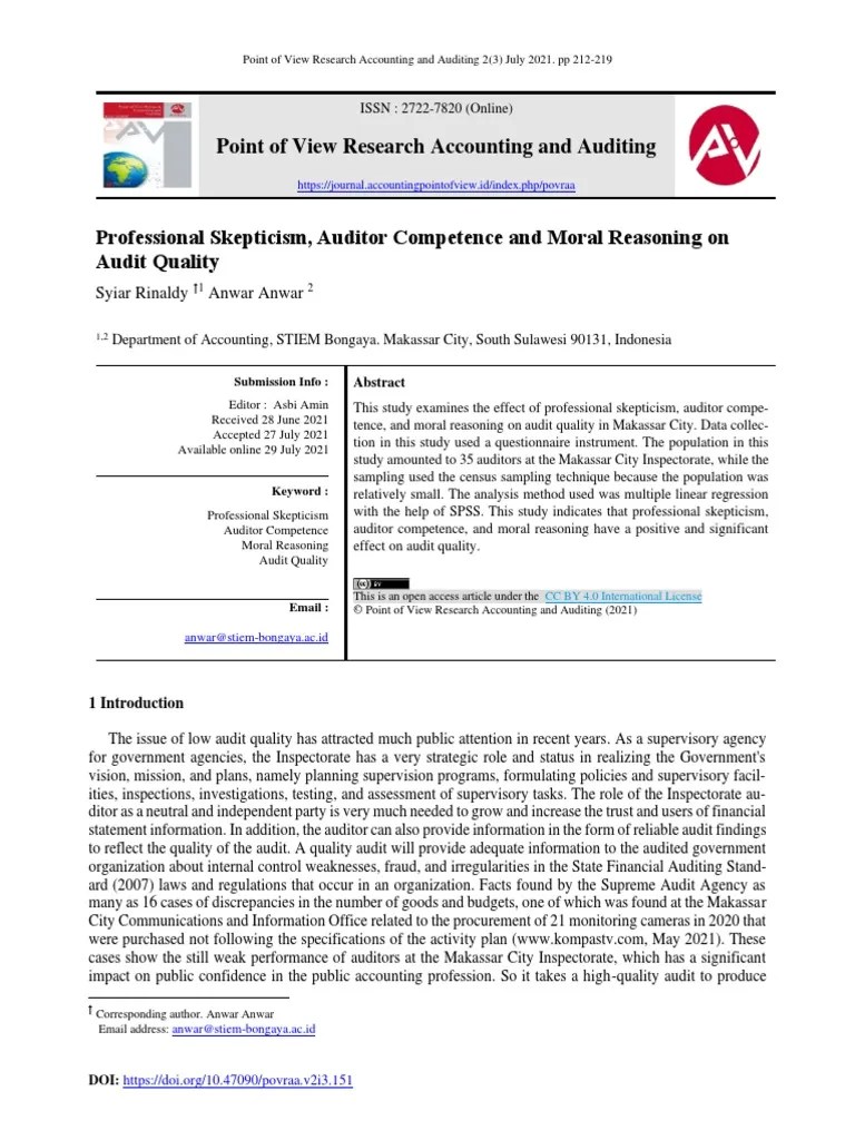 Point of View Research Accounting and Auditing Syiar Rinaldy Anwar Anwar PDF