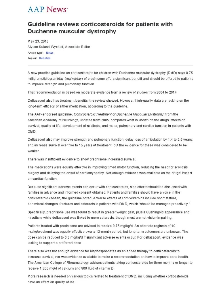 Guideline AAP DMD PDF Muscular Dystrophy Medical Treatments