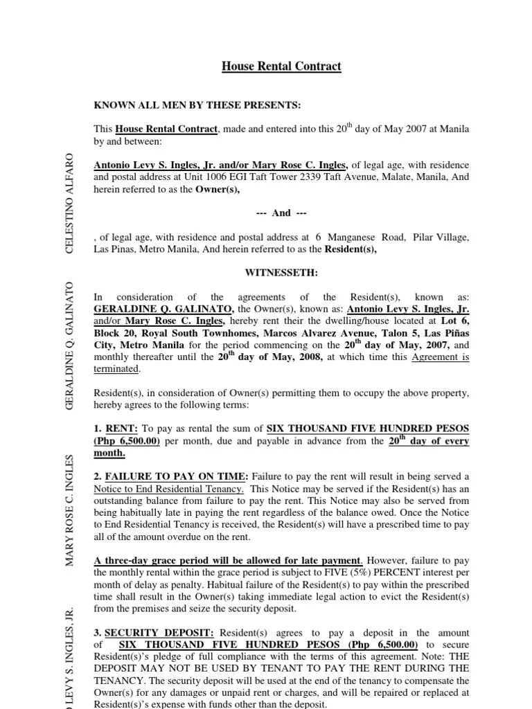 House Rental Contract GERALDINE GALINATO Final Copy