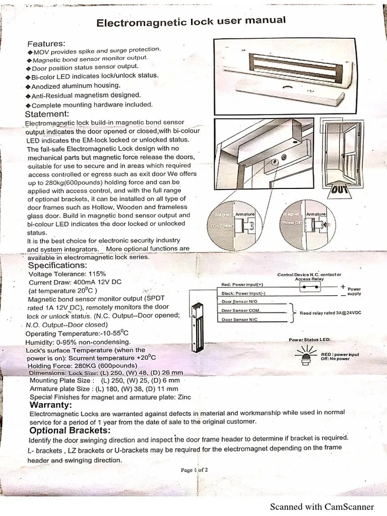 Magnetic Lock Manual | PDF