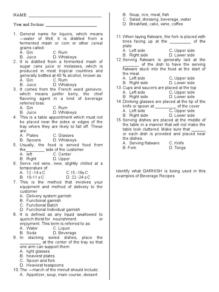 q4 Household Quiz PDF Tableware Alcoholic Beverages