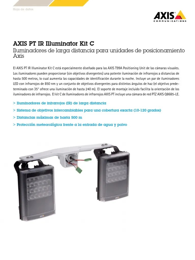 Datasheet Axis PT Ir Illuminator Kit C Es ES 292165 PDF Infrarrojo
