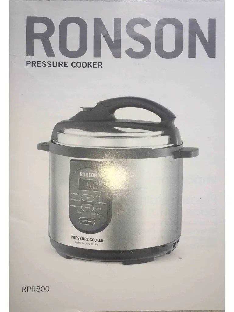 RPR800 Ronson Electric Pressure Cooker PDF
