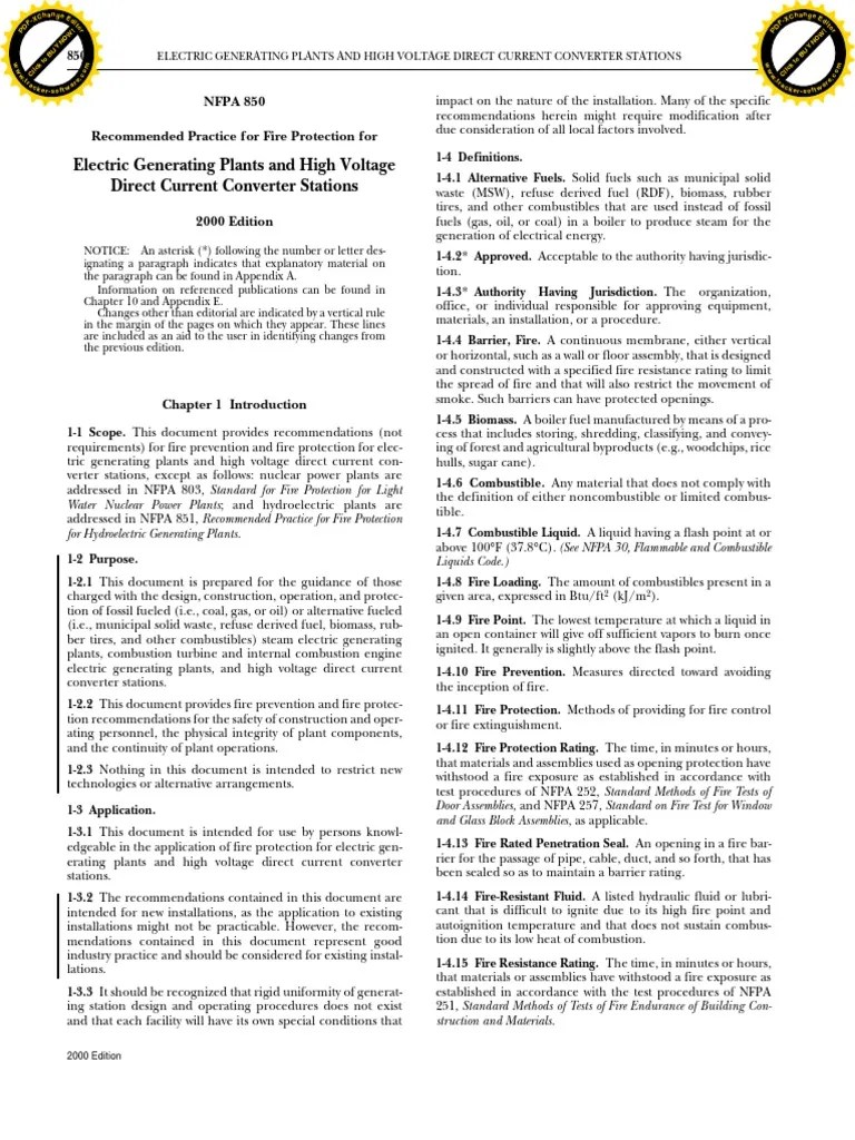 NFPA 850, 2000 Edition - 7 | PDF | Fires | Fuels