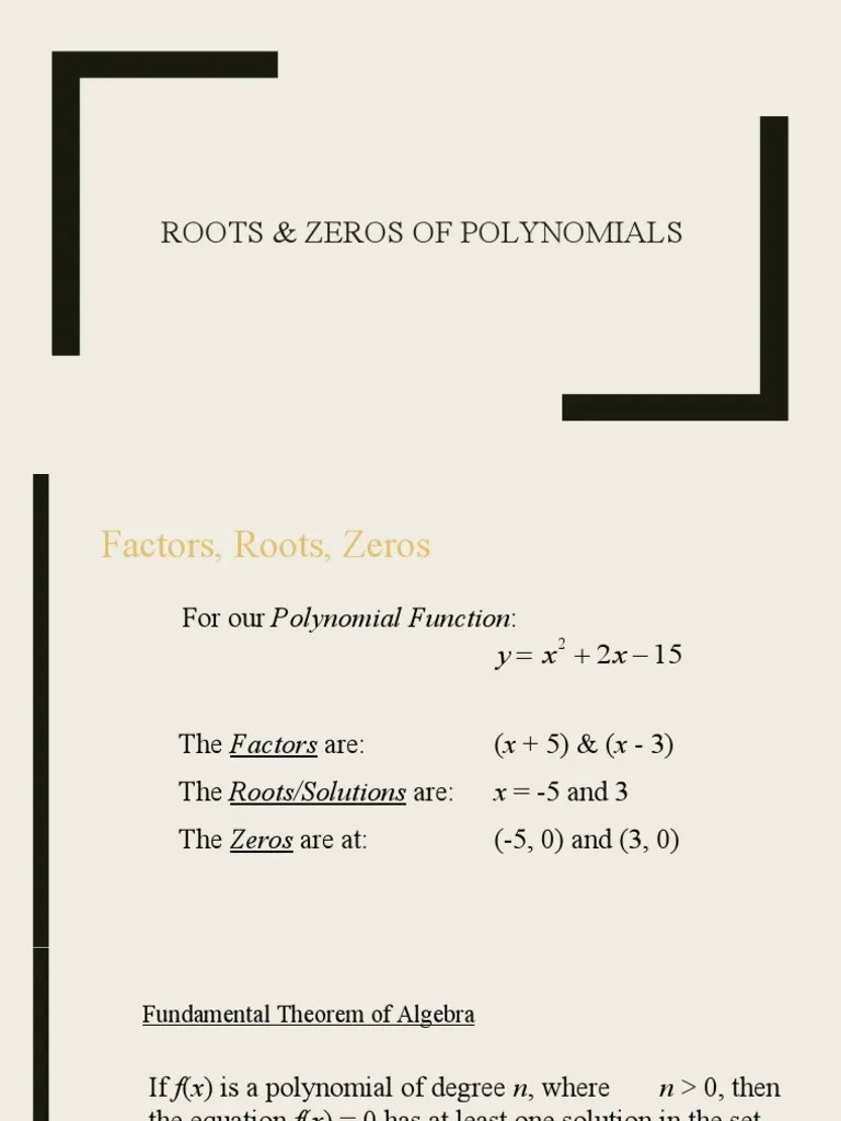 Roots & Zeros of Polynomials PDF Zero Of A Function Factorization