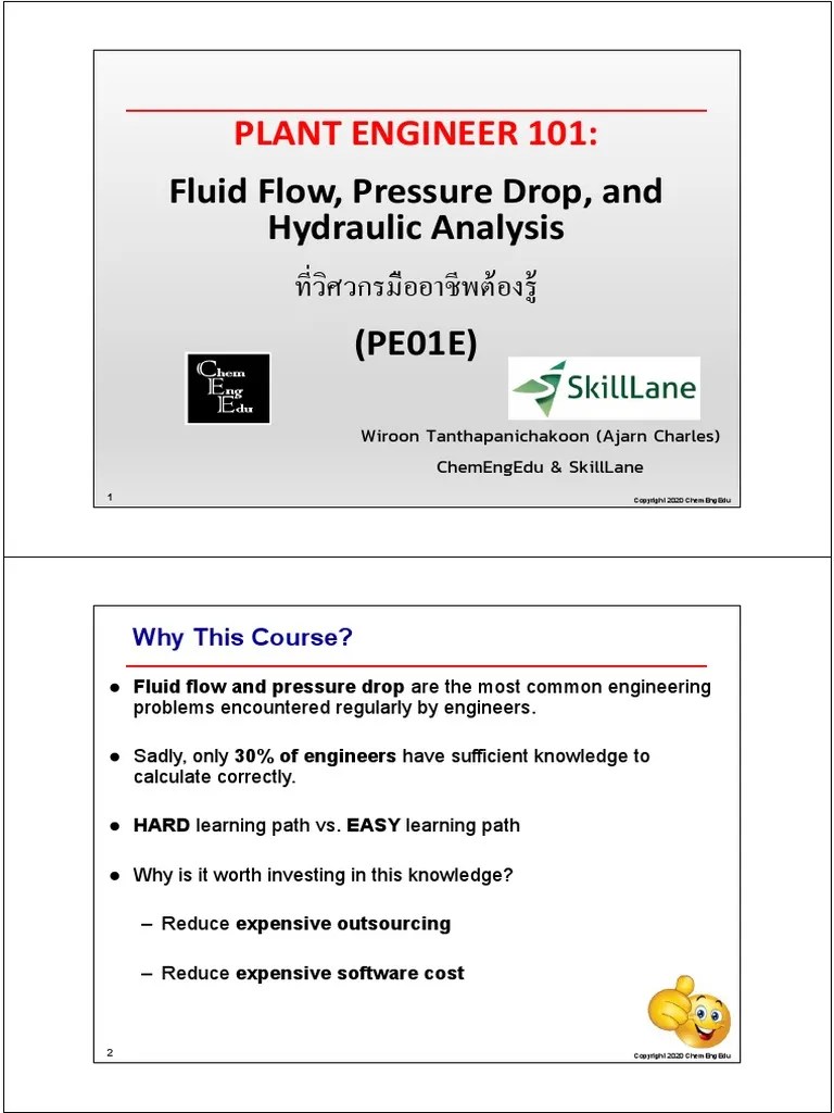 PE01E Fluid Flow Hydraulics Course (Handouts) PDF