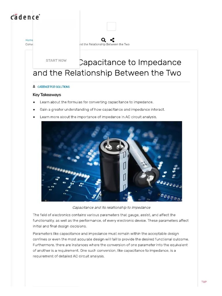Converting Capacitance To Impedance and The Relationship Between The