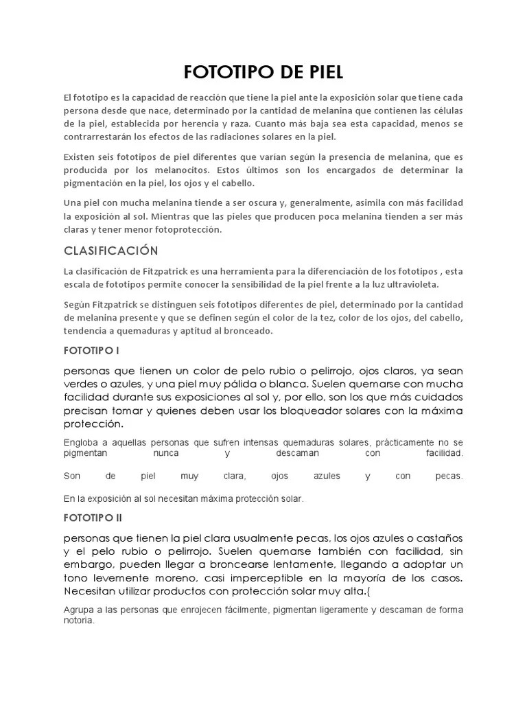 FOTOTIPO PDF Color de piel humana Piel