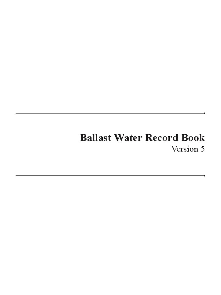 Ballast Water Record Book Version5 2022 D5 PDF Tonnage Ships