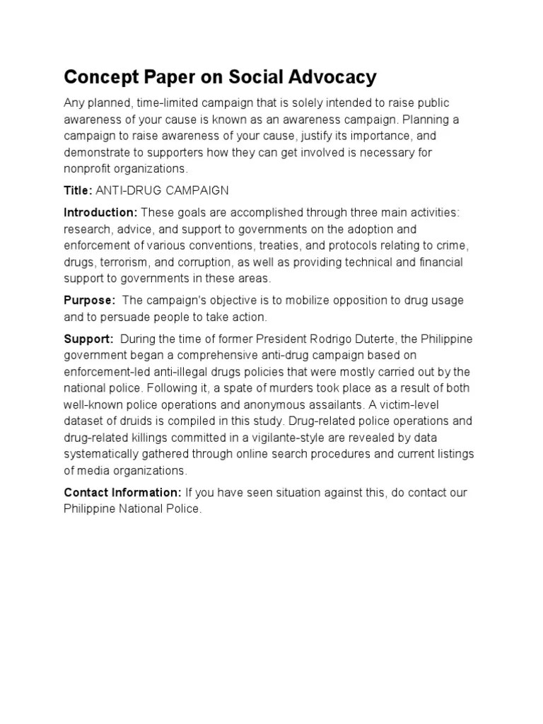 Concept Paper On Social Advocacy PDF
