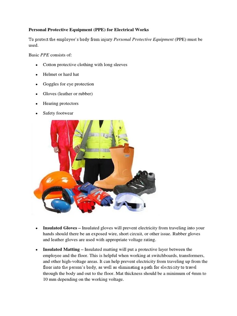 Personal Protective Equipment PDF Insulator (Electricity